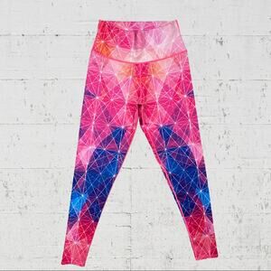 Zions Den Geometric Print Pink Multi Color Leggings Size 2XL